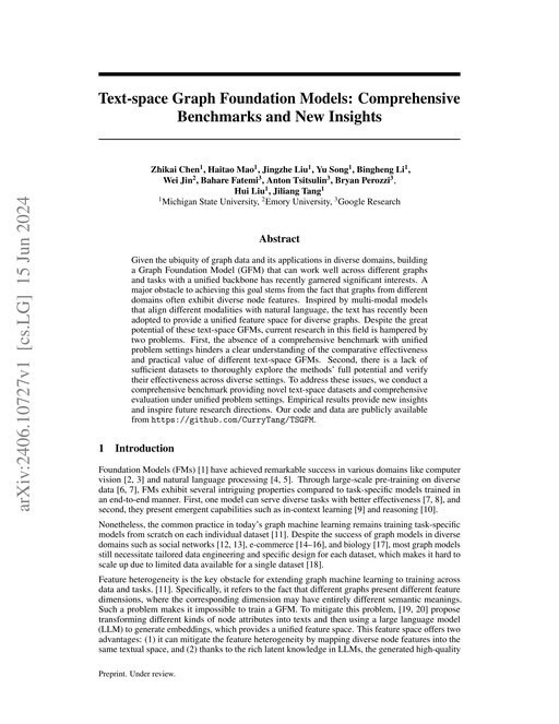Main figure for Text-space Graph Foundation Models: Comprehensive Benchmarks and New Insights
