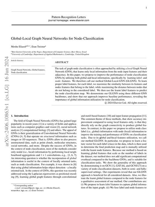 Main figure for Global-Local Graph Neural Networks for Node-Classification
