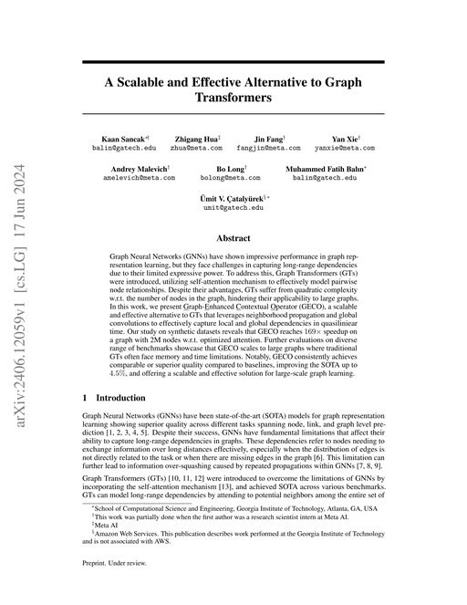 Main figure for A Scalable and Effective Alternative to Graph Transformers