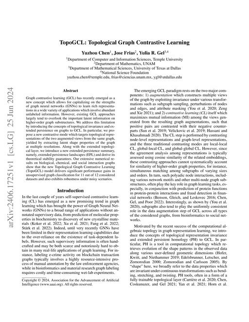 Main figure for TopoGCL: Topological Graph Contrastive Learning