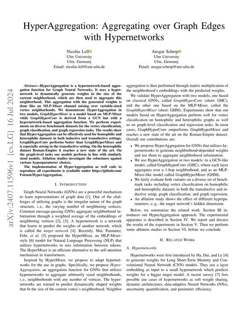 Main figure for HyperAggregation: Aggregating over Graph Edges with Hypernetworks