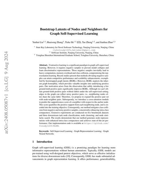 Main figure for Bootstrap Latents of Nodes and Neighbors for Graph Self-Supervised Learning
