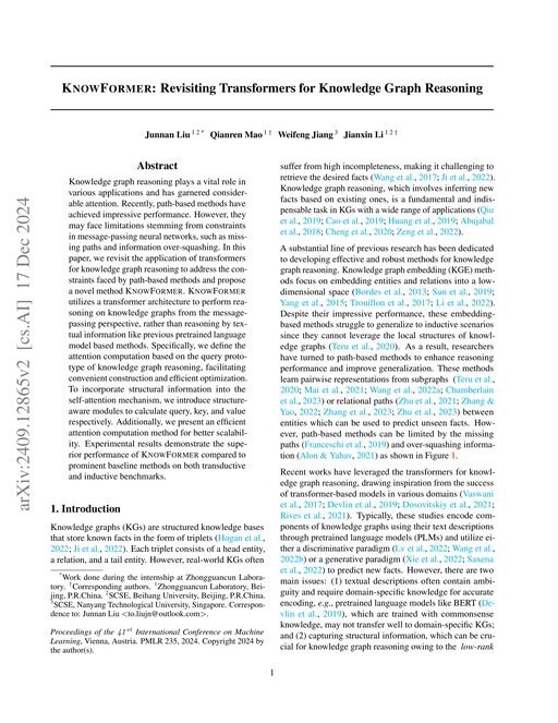 Main figure for KnowFormer: Revisiting Transformers for Knowledge Graph Reasoning
