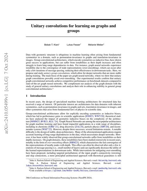 Main figure for Unitary convolutions for learning on graphs and groups