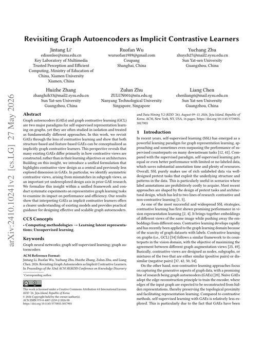 Main figure for Revisiting Graph Autoencoders as Implicit Contrastive Learners