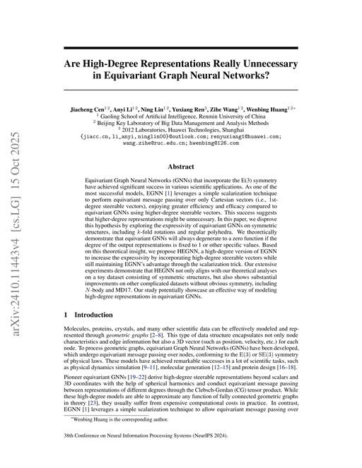 Main figure for Are High-Degree Representations Really Unnecessary in Equivariant Graph Neural Networks?