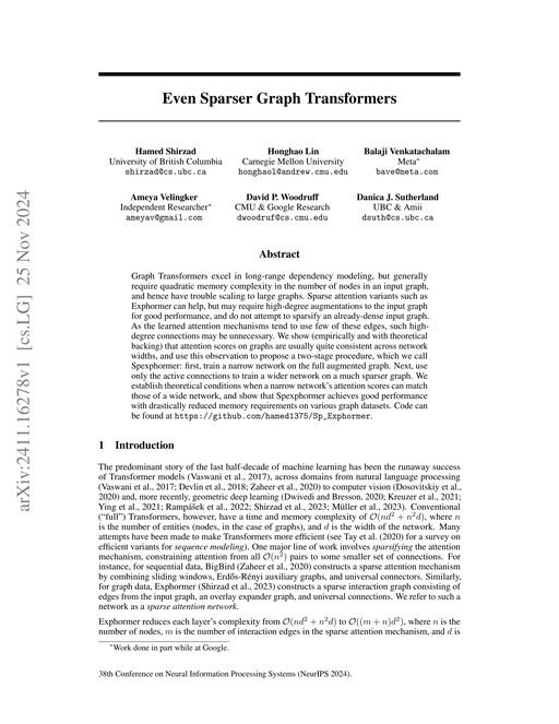 Main figure for Even Sparser Graph Transformers
