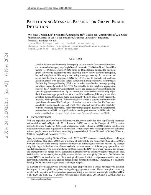 Main figure for Partitioning Message Passing for Graph Fraud Detection