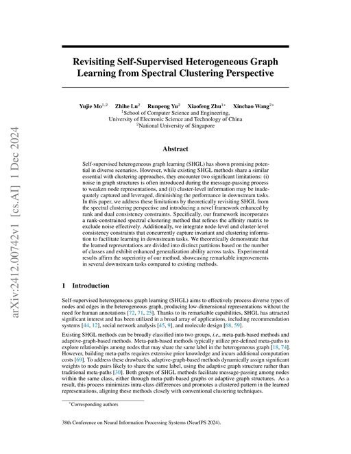 Main figure for Revisiting Self-Supervised Heterogeneous Graph Learning from Spectral Clustering Perspective
