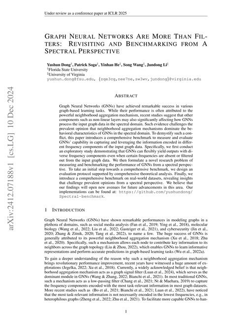 Main figure for Graph Neural Networks Are More Than Filters: Revisiting and Benchmarking from A Spectral Perspective