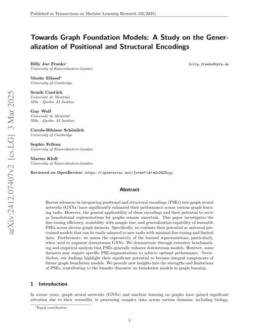 Main figure for Towards Graph Foundation Models: A Study on the Generalization of Positional and Structural Encodings