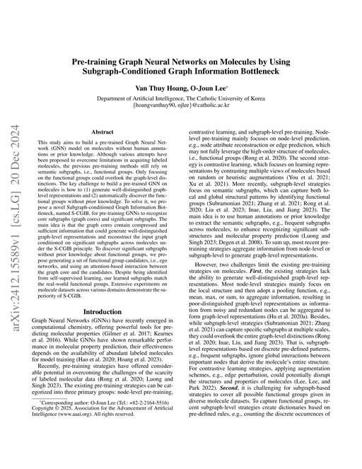 Main figure for Pre-training Graph Neural Networks on Molecules by Using Subgraph-Conditioned Graph Information Bottleneck