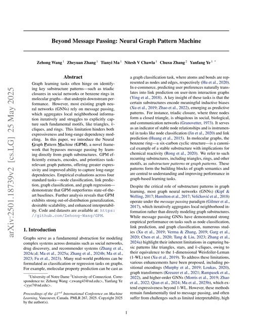 Main figure for Beyond Message Passing: Neural Graph Pattern Machine