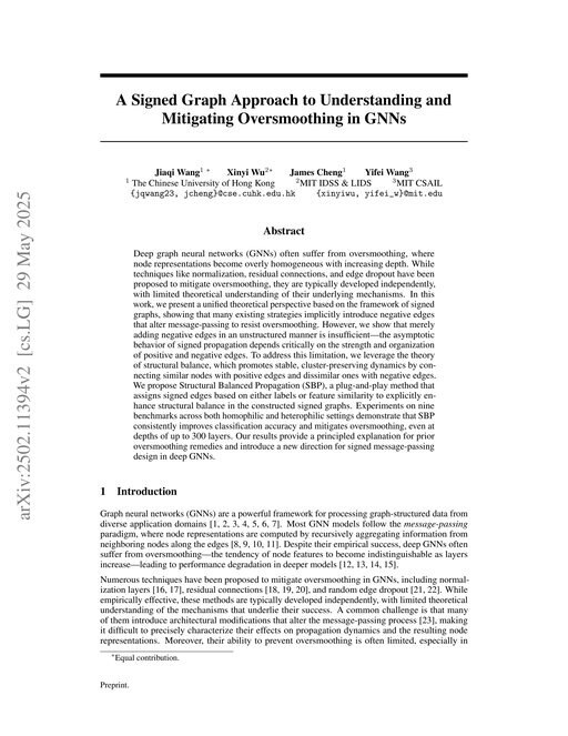 Main figure for A Signed Graph Approach to Understanding and Mitigating Oversmoothing in GNNs
