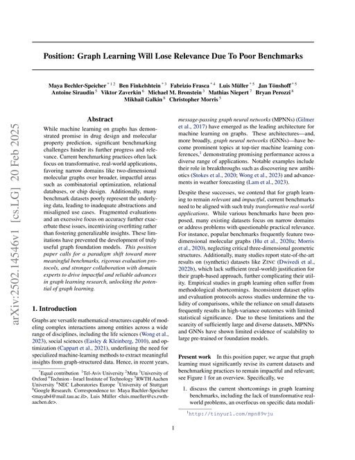 Main figure for Position: Graph Learning Will Lose Relevance Due To Poor Benchmarks