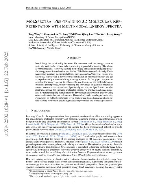 Main figure for MolSpectra: Pre-training 3D Molecular Representation with Multi-modal Energy Spectra