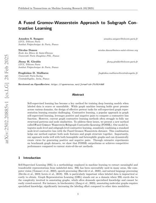Main figure for A Fused Gromov-Wasserstein Approach to Subgraph Contrastive Learning