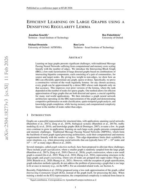 Main figure for Efficient Learning on Large Graphs using a Densifying Regularity Lemma