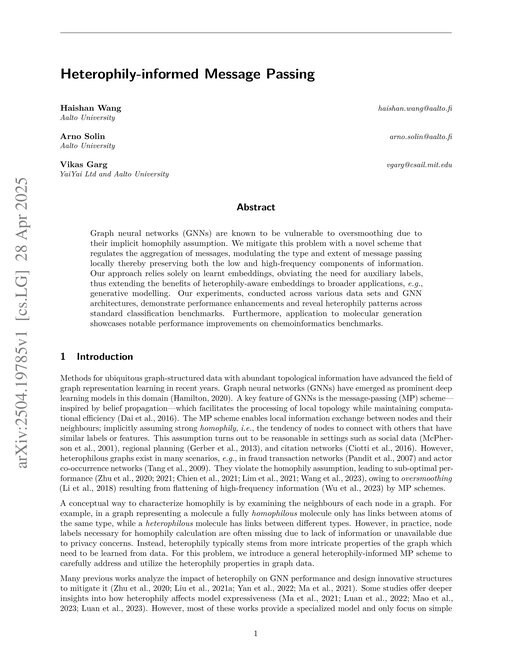 Main figure for Heterophily-informed Message Passing