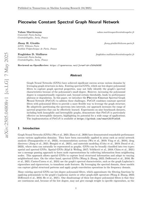 Main figure for Piecewise Constant Spectral Graph Neural Network