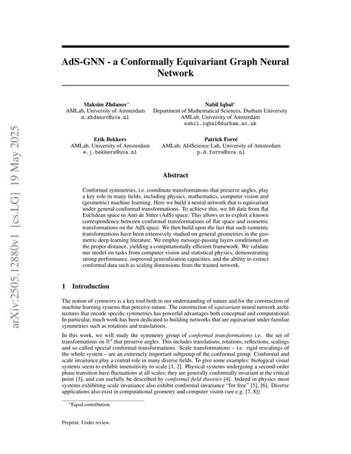 Main figure for AdS-GNN - a Conformally Equivariant Graph Neural Network