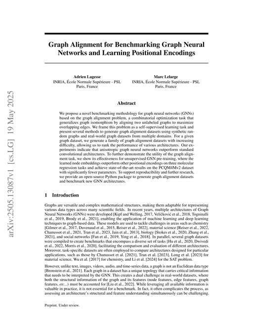 Main figure for Graph Alignment for Benchmarking Graph Neural Networks and Learning Positional Encodings