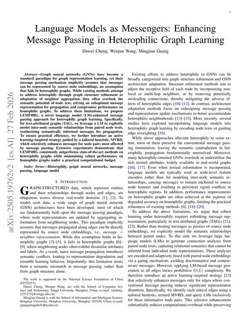 Main figure for Language Models as Messengers: Enhancing Message Passing in Heterophilic Graph Learning