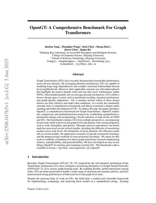 Main figure for OpenGT: A Comprehensive Benchmark For Graph Transformers