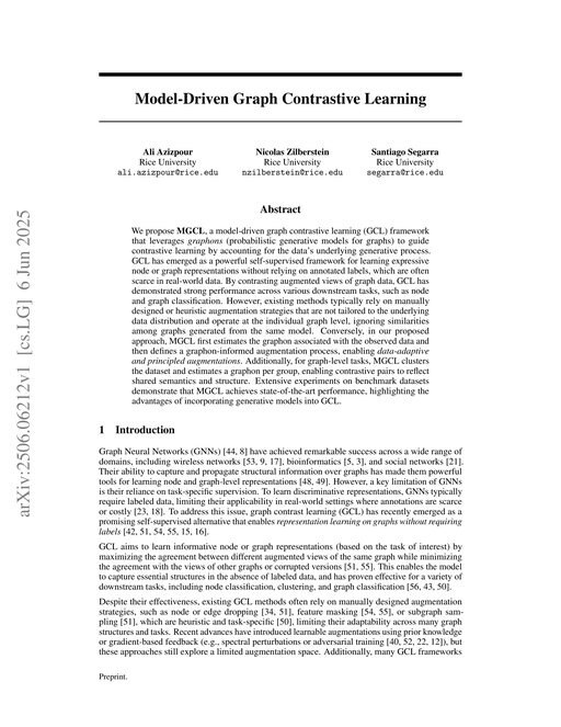 Main figure for Model-Driven Graph Contrastive Learning