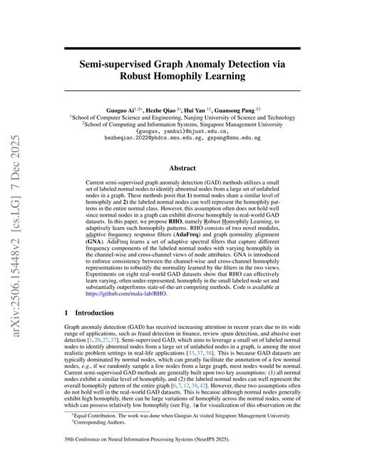 Main figure for Semi-supervised Graph Anomaly Detection via Robust Homophily Learning