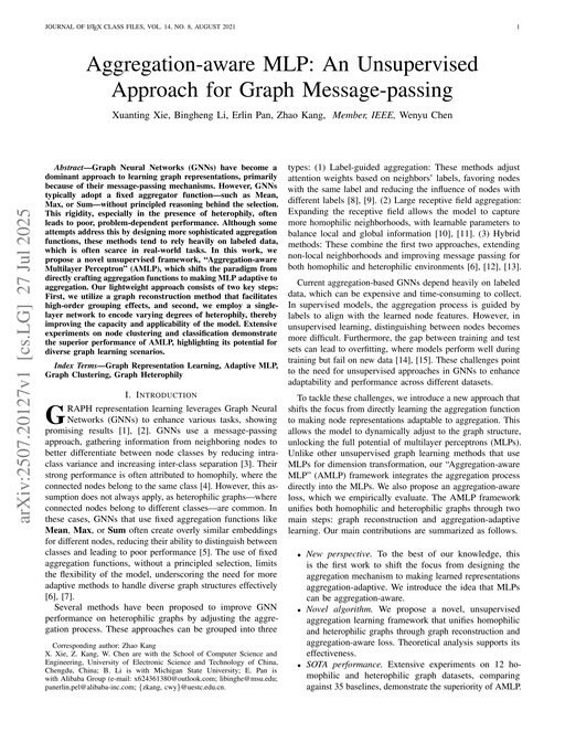Main figure for Aggregation-aware MLP: An Unsupervised Approach for Graph Message-passing