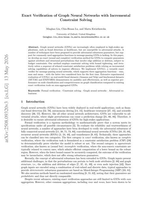 Main figure for Exact Verification of Graph Neural Networks with Incremental Constraint Solving