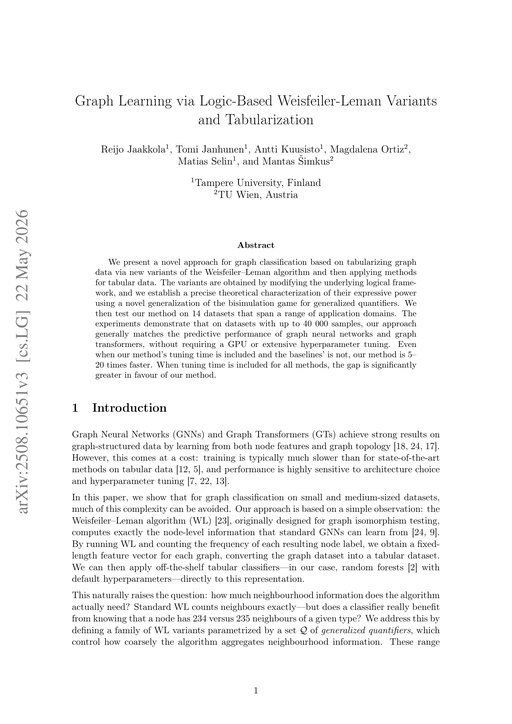 Main figure for Graph Learning via Logic-Based Weisfeiler-Leman Variants and Tabularization