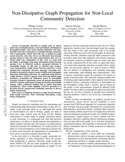 Main figure for Non-Dissipative Graph Propagation for Non-Local Community Detection