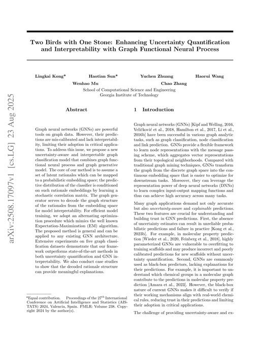 Main figure for Two Birds with One Stone: Enhancing Uncertainty Quantification and Interpretability with Graph Functional Neural Process