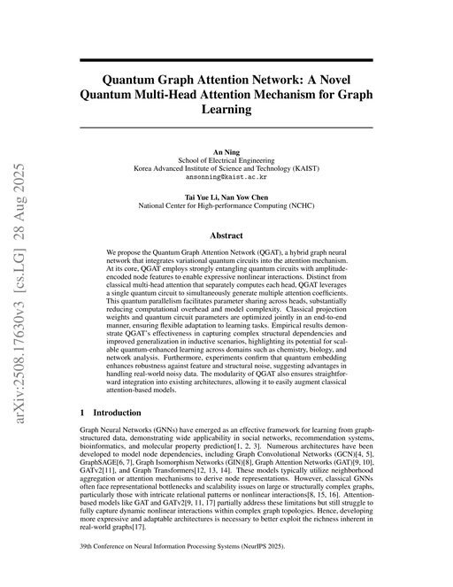 Main figure for Quantum Graph Attention Network: A Novel Quantum Multi-Head Attention Mechanism for Graph Learning