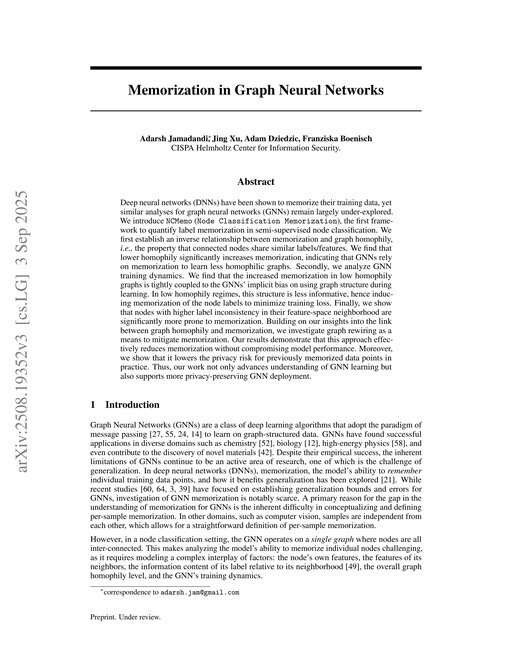 Main figure for Memorization in Graph Neural Networks