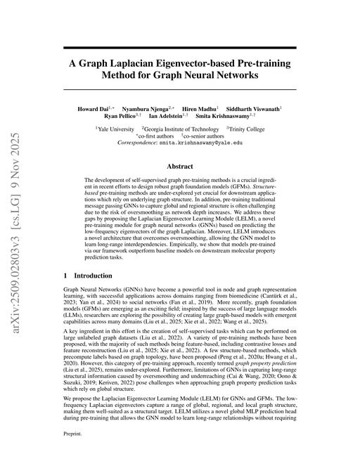 Main figure for A Graph Laplacian Eigenvector-based Pre-training Method for Graph Neural Networks