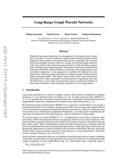 Main figure for Long-Range Graph Wavelet Networks