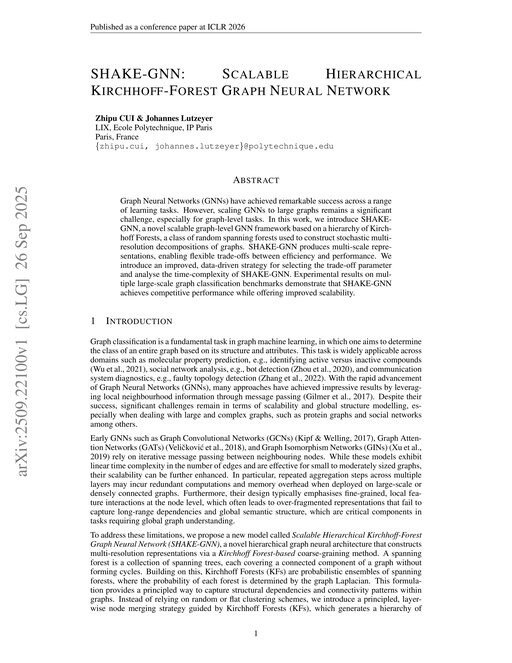 Main figure for SHAKE-GNN: Scalable Hierarchical Kirchhoff-Forest Graph Neural Network
