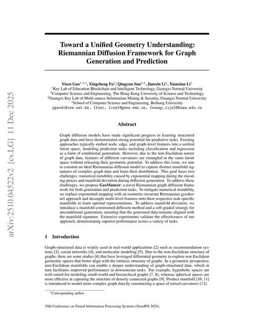 Main figure for Toward a Unified Geometry Understanding: Riemannian Diffusion Framework for Graph Generation and Prediction