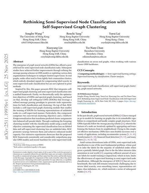 Main figure for Rethinking Semi-Supervised Node Classification with Self-Supervised Graph Clustering