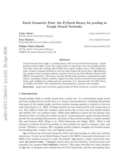Main figure for Torch Geometric Pool: the Pytorch library for pooling in Graph Neural Networks