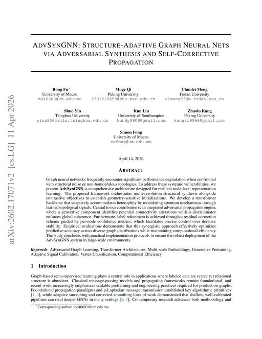 Main figure for AdvSynGNN: Structure-Adaptive Graph Neural Nets via Adversarial Synthesis and Self-Corrective Propagation