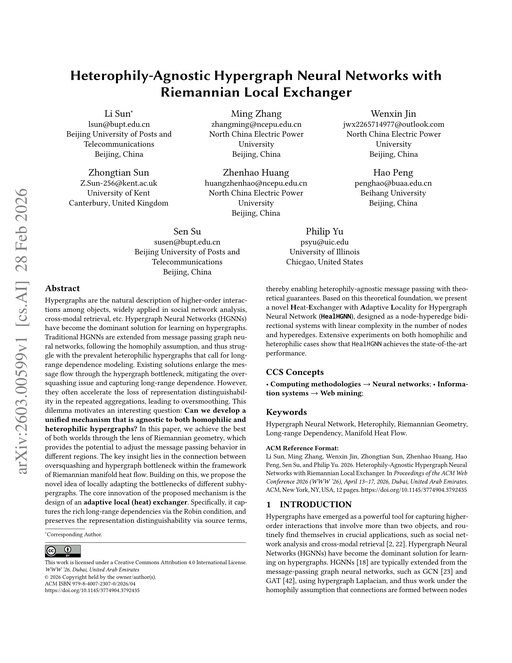 Main figure for Heterophily-Agnostic Hypergraph Neural Networks with Riemannian Local Exchanger