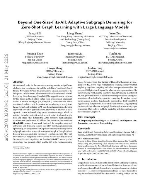 Main figure for Beyond One-Size-Fits-All: Adaptive Subgraph Denoising for Zero-Shot Graph Learning with Large Language Models
