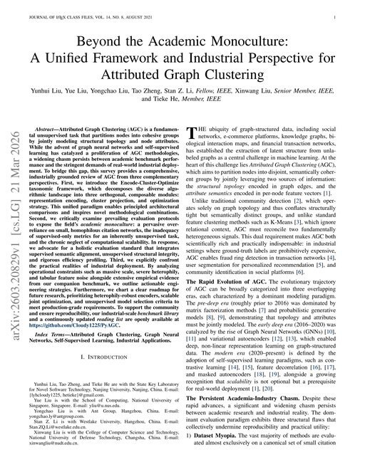 Main figure for Beyond the Academic Monoculture: A Unified Framework and Industrial Perspective for Attributed Graph Clustering