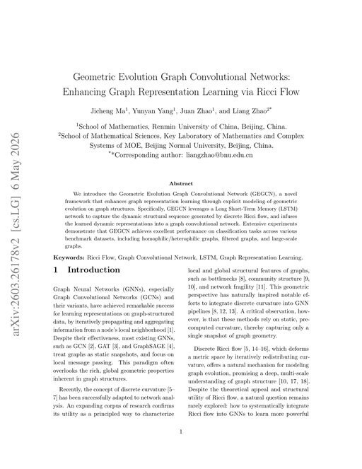 Main figure for Geometric Evolution Graph Convolutional Networks: Enhancing Graph Representation Learning via Ricci Flow