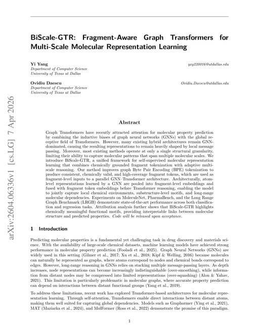 Main figure for BiScale-GTR: Fragment-Aware Graph Transformers for Multi-Scale Molecular Representation Learning