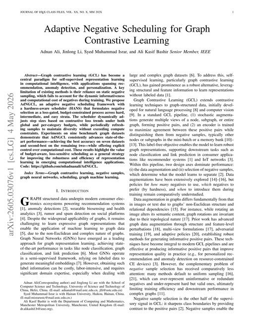Main figure for Adaptive Negative Scheduling for Graph Contrastive Learning